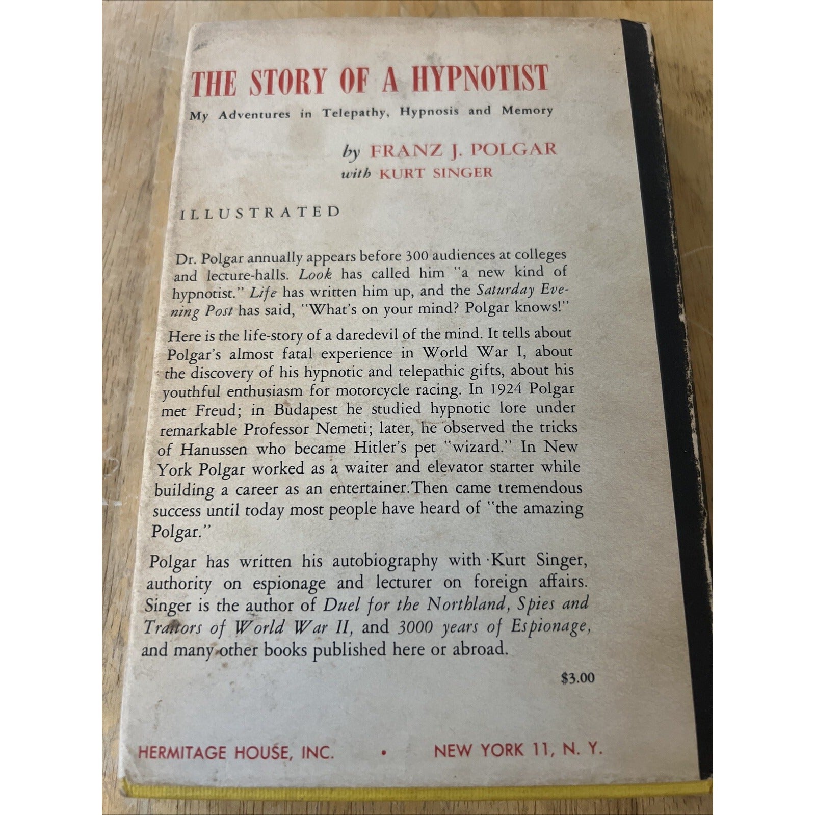 The Story Of A Hypnotist Franz Polgar Hardcover 1954