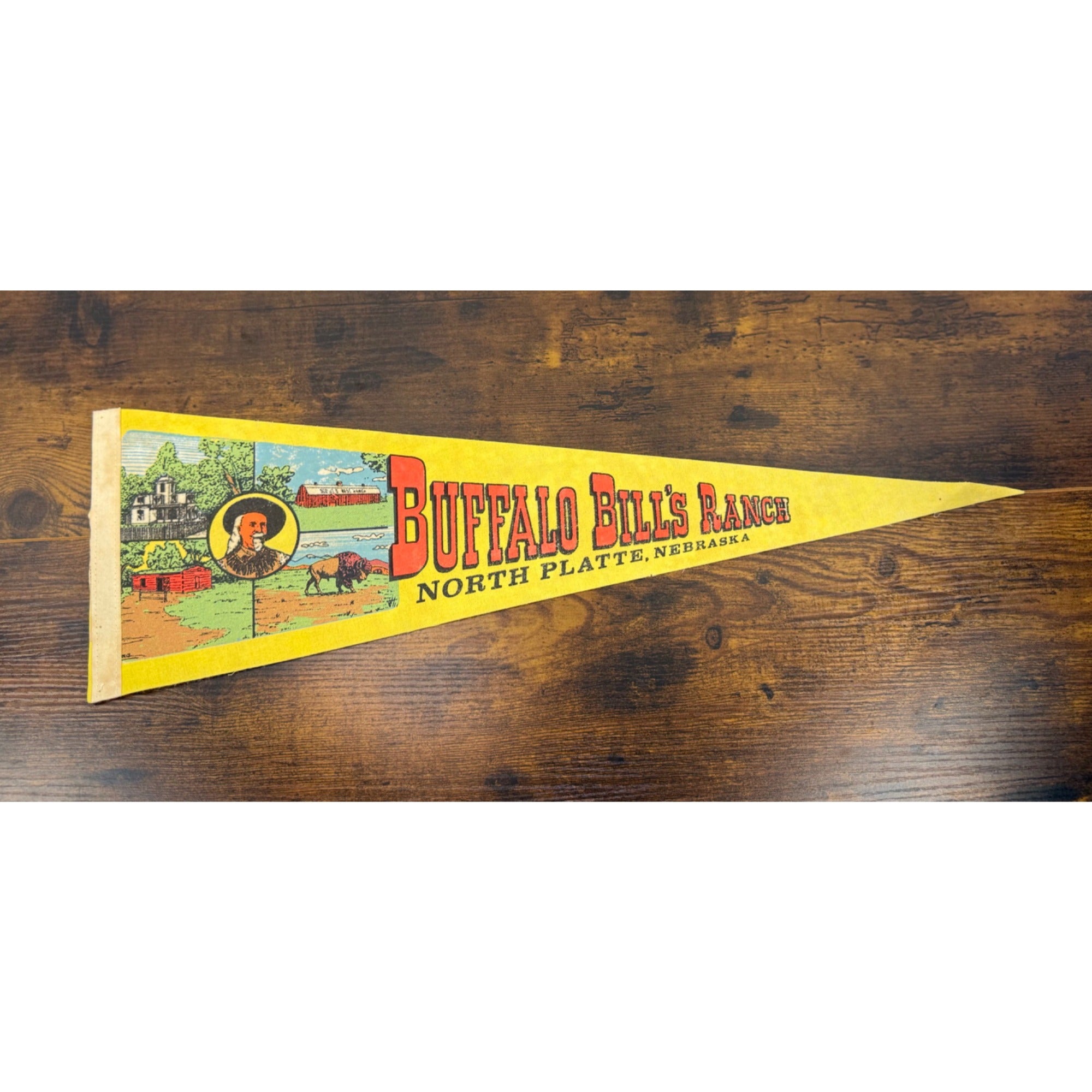 Vintage Buffalo Bills Ranch Pennant North Platte Nebraska Souvenir