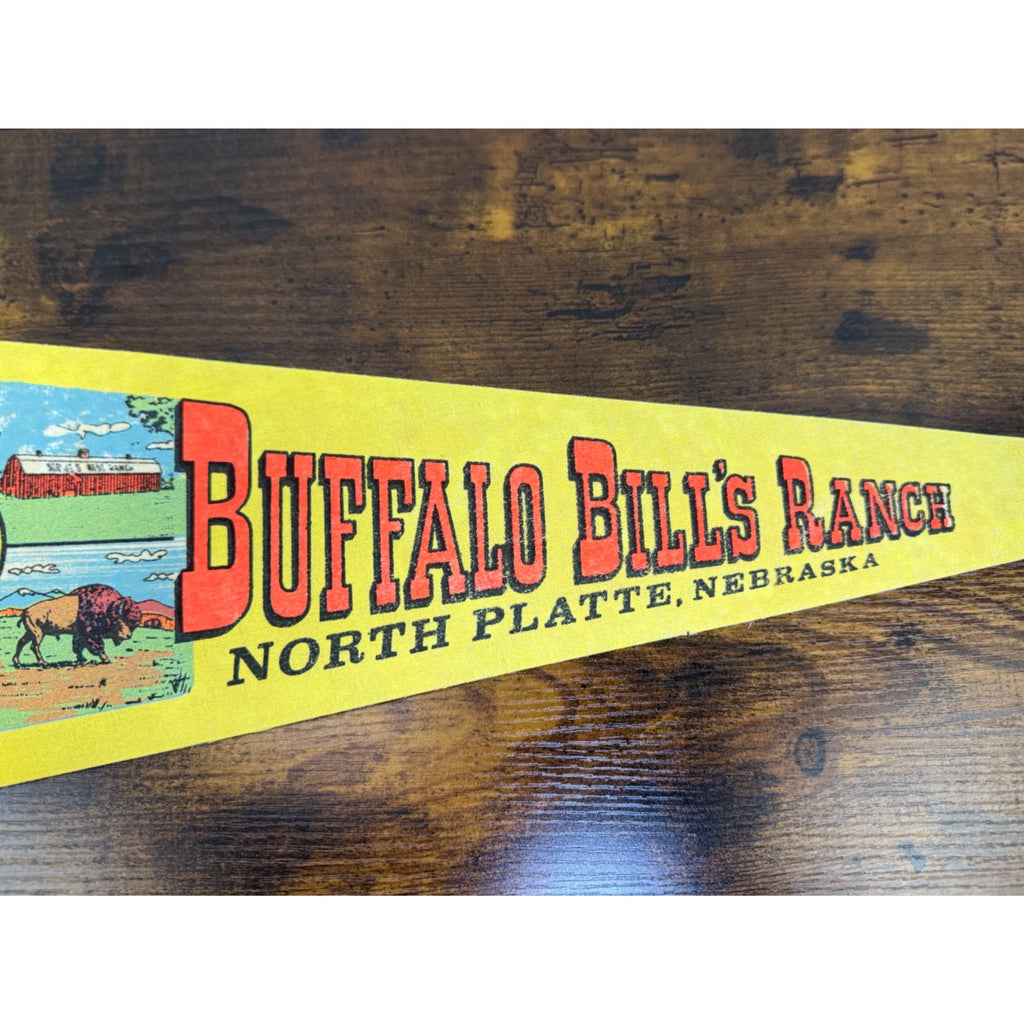 Vintage Buffalo Bills Ranch Pennant North Platte Nebraska Souvenir