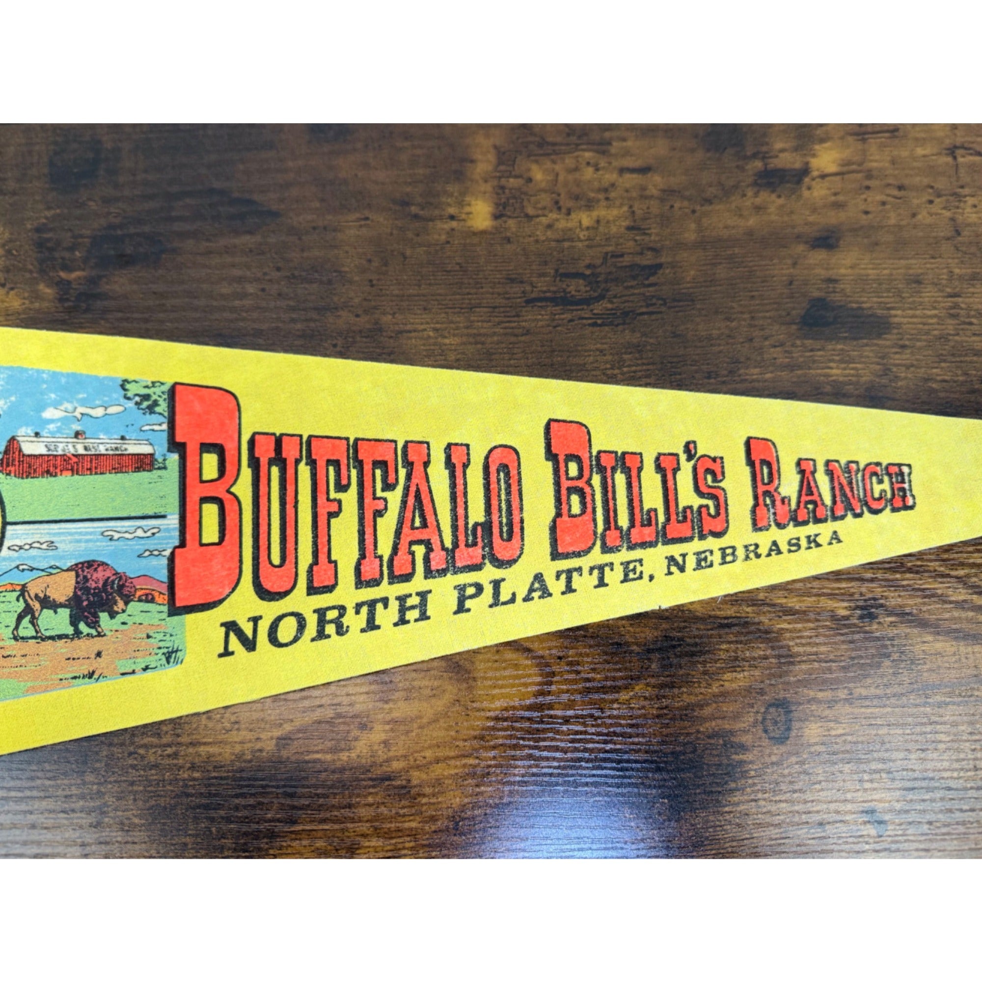 Vintage Buffalo Bills Ranch Pennant North Platte Nebraska Souvenir