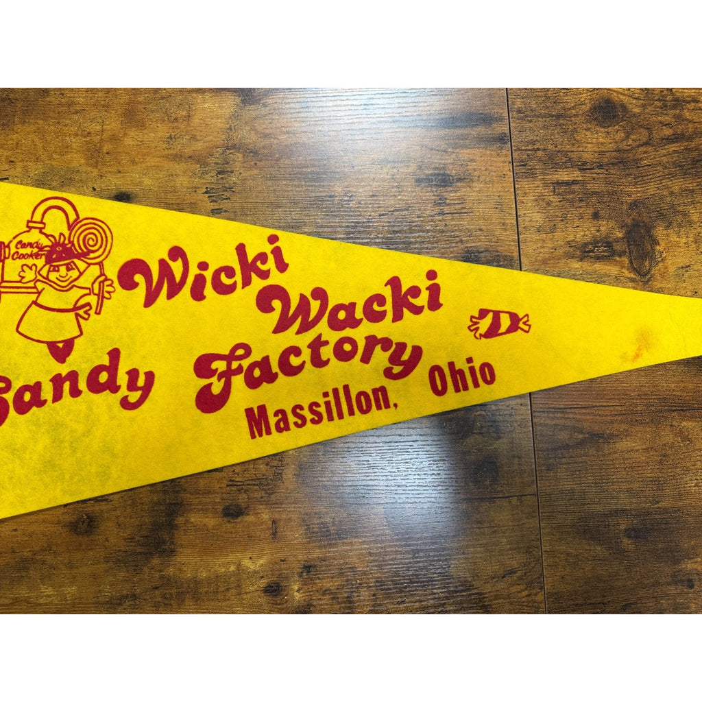 Vintage Wicki Wacki Candy Factory Masillon, Ohio pennant