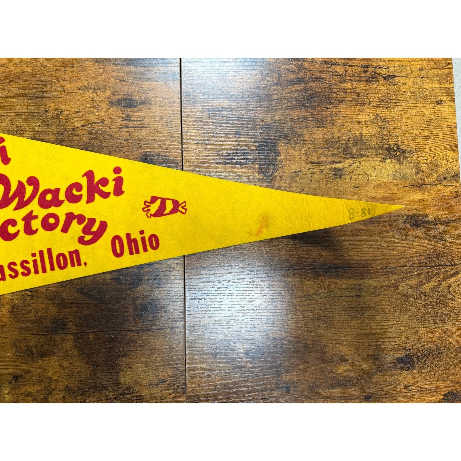 Vintage Wicki Wacki Candy Factory Masillon, Ohio pennant