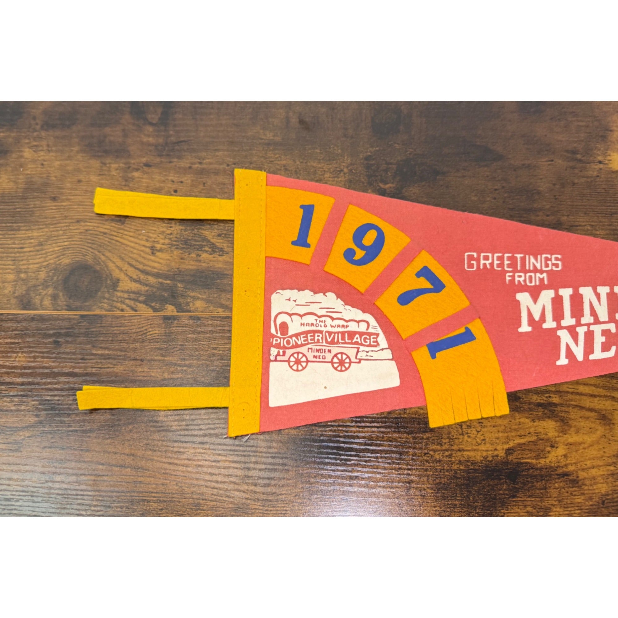 Vintage 1971 Pioneer Village Minden Nebraska Pennant Felt Banner
