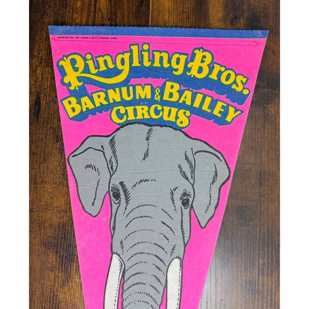 Ringling Bros. Barnum & Bailey Circus Elephant Pennant Vintage Pink & Blue Felt