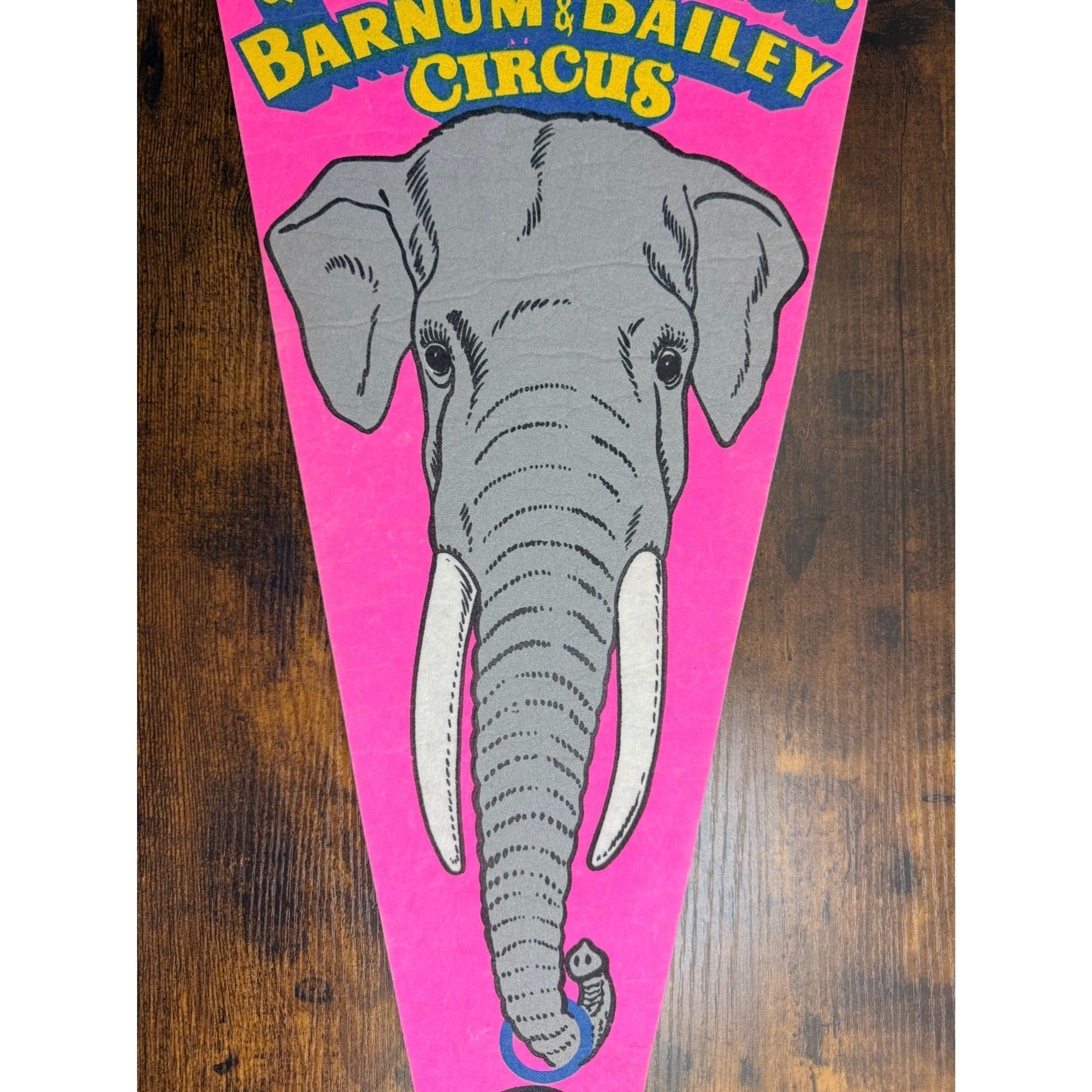 Ringling Bros. Barnum & Bailey Circus Elephant Pennant Vintage Pink & Blue Felt