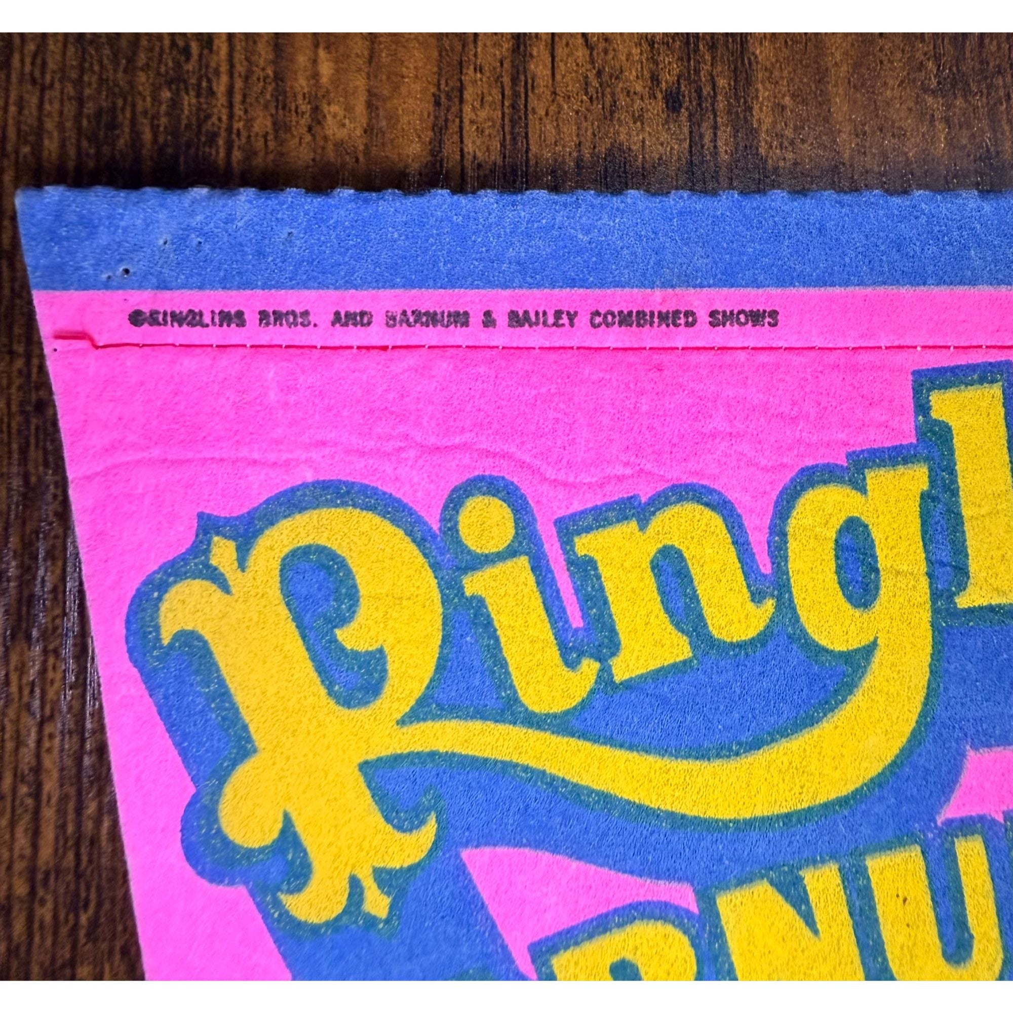 Ringling Bros. Barnum & Bailey Circus Elephant Pennant Vintage Pink & Blue Felt