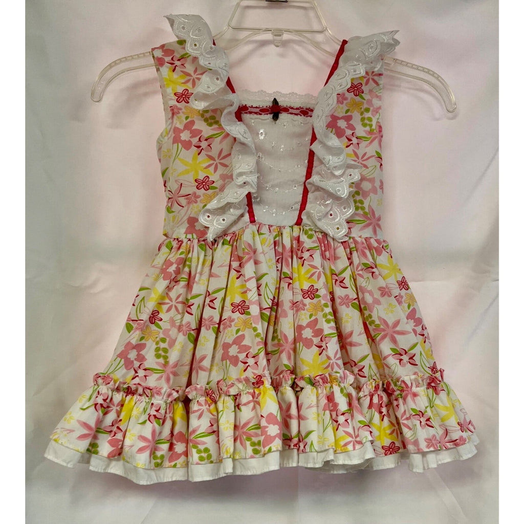 Girl's floral dress with ruffles and tulle skirt lining size 4