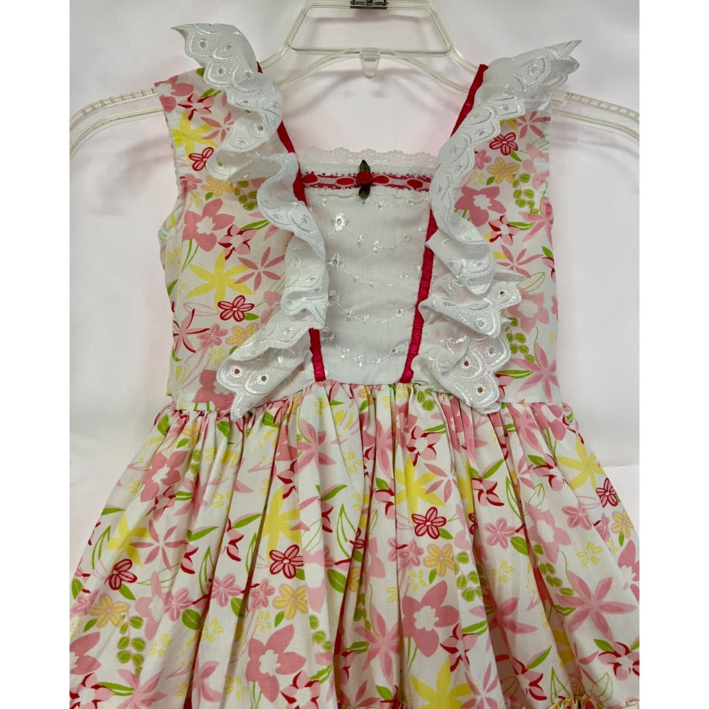 Girl's floral dress with ruffles and tulle skirt lining size 4