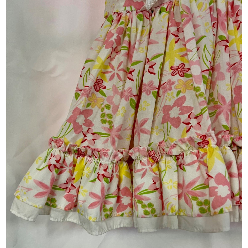 Girl's floral dress with ruffles and tulle skirt lining size 4