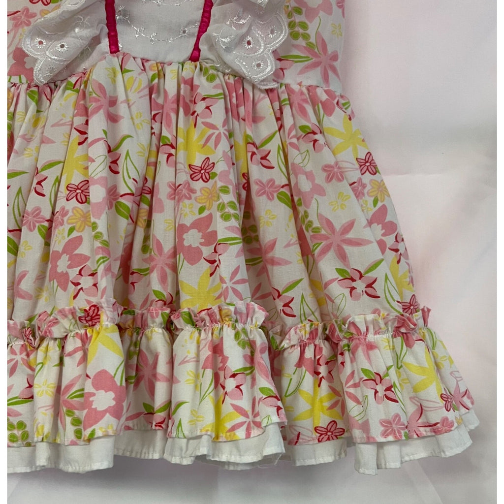 Girl's floral dress with ruffles and tulle skirt lining size 4