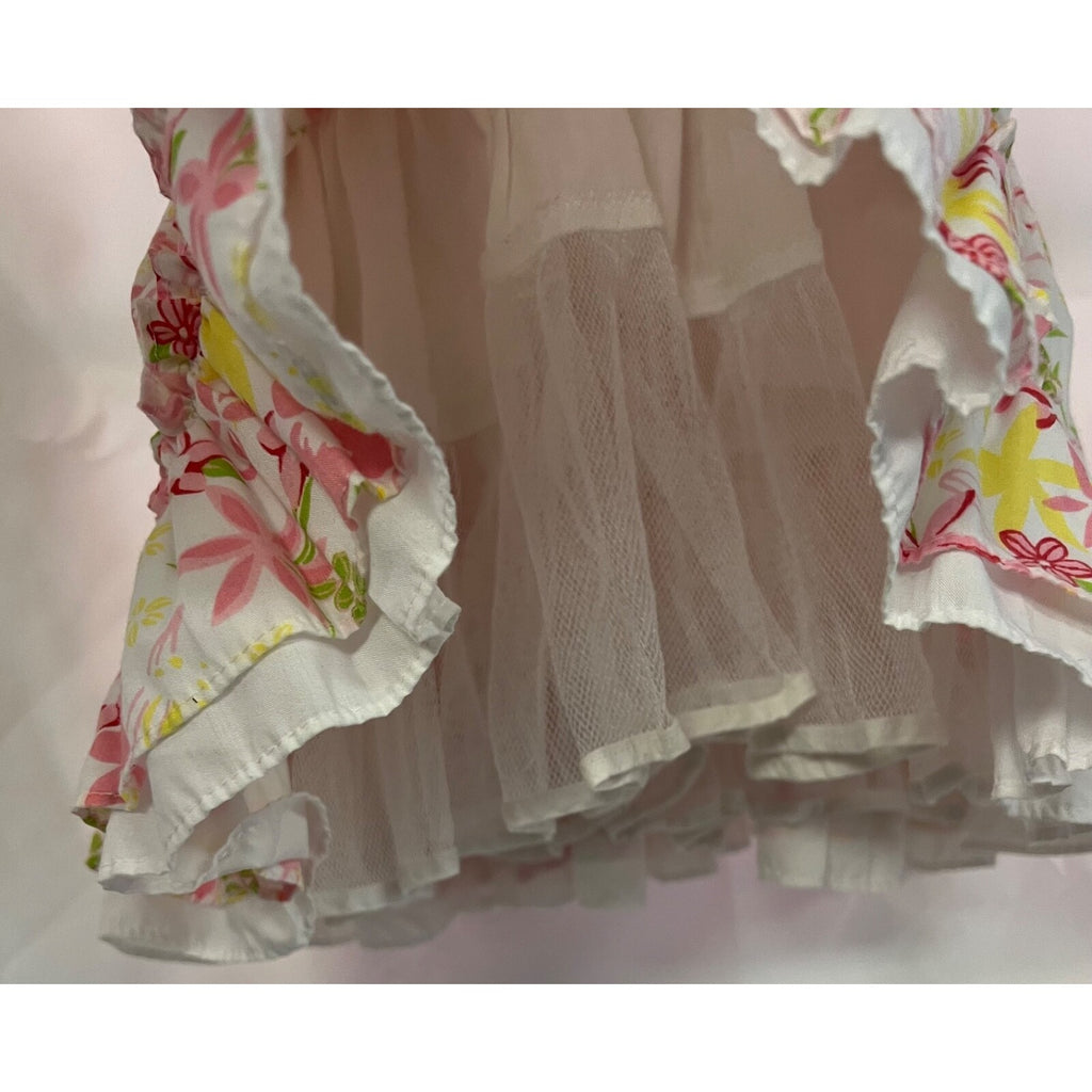 Girl's floral dress with ruffles and tulle skirt lining size 4