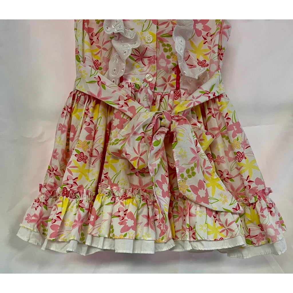 Girl's floral dress with ruffles and tulle skirt lining size 4