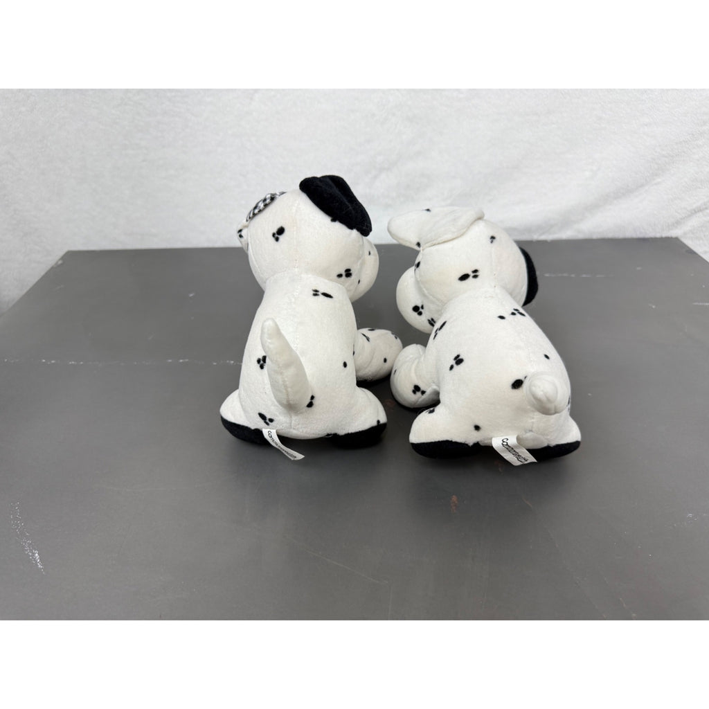 Vintage Commonwealth Dalmatian Puppy Plush Pair With Checkered Bow