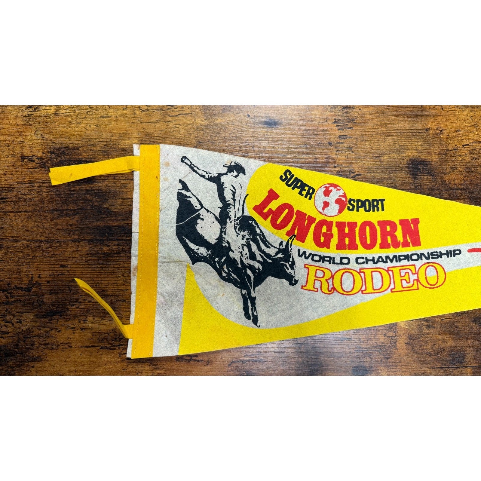 Vintage Super Sport Longhorn World Chamionship Rodeo pennant