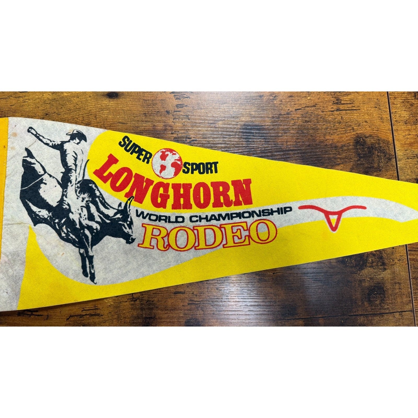 Vintage Super Sport Longhorn World Chamionship Rodeo pennant