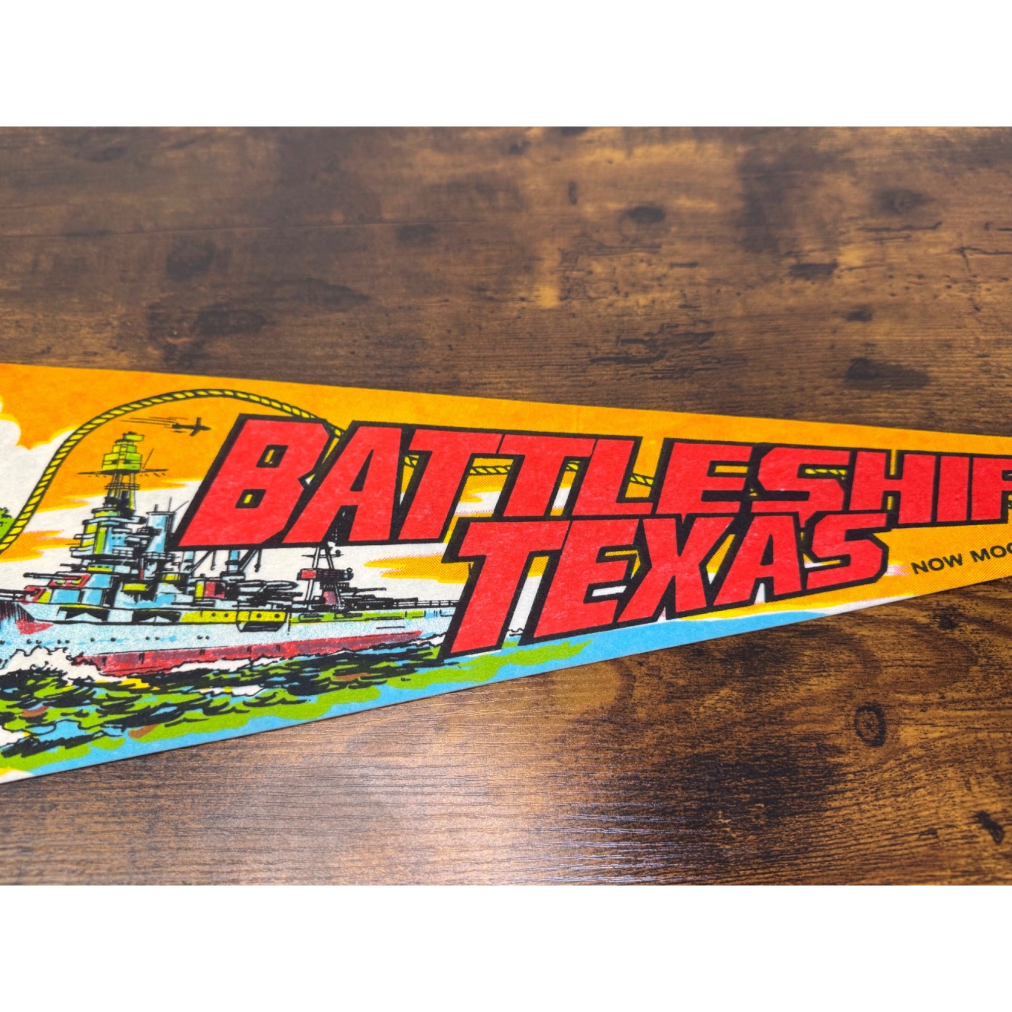 Vintage Battleship Texas Felt Pennant Nautical Collectible 25”