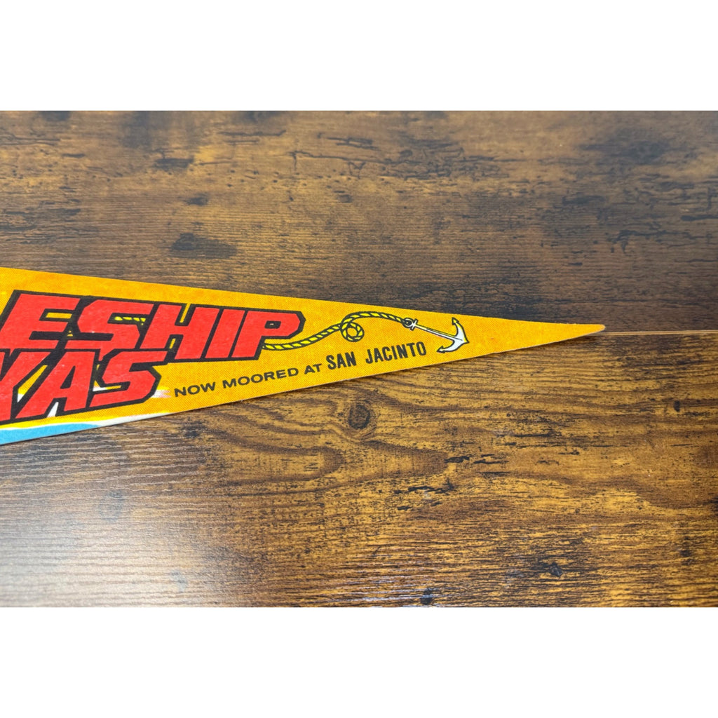 Vintage Battleship Texas Felt Pennant Nautical Collectible 25”