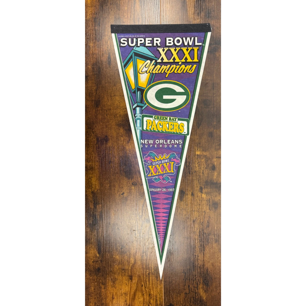 Super Bowl XXXI Green Bay Packers Champions Pennant 1997 New Orleans Superdome