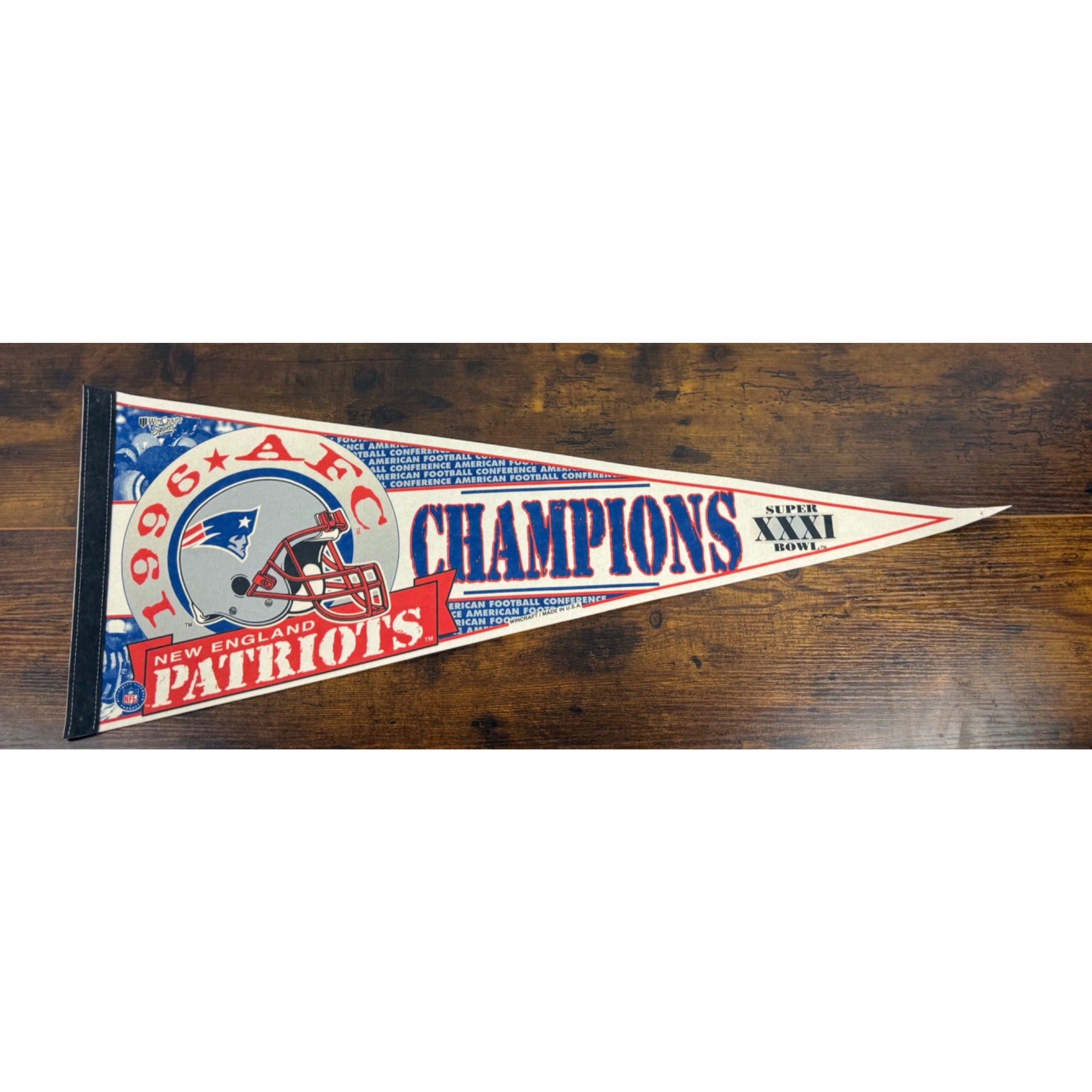 1996 New England Patriots AFC Champions Super Bowl XXXI WinCraft Felt Pennant
