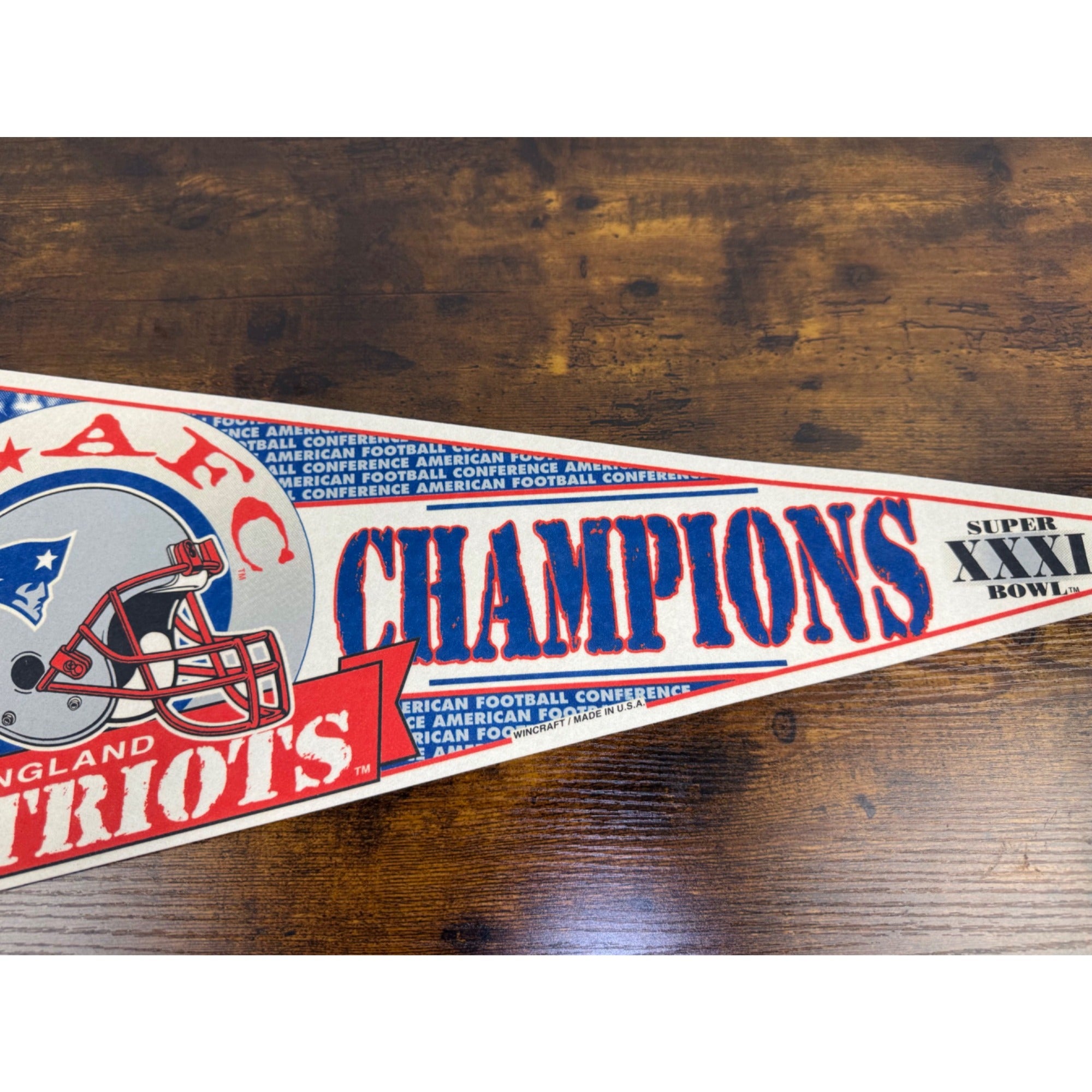 1996 New England Patriots AFC Champions Super Bowl XXXI WinCraft Felt Pennant