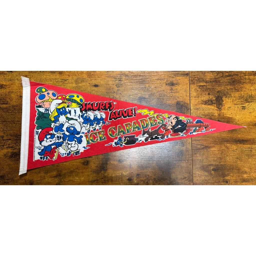 Vintage Smurfs alive in Ice Capades pennant