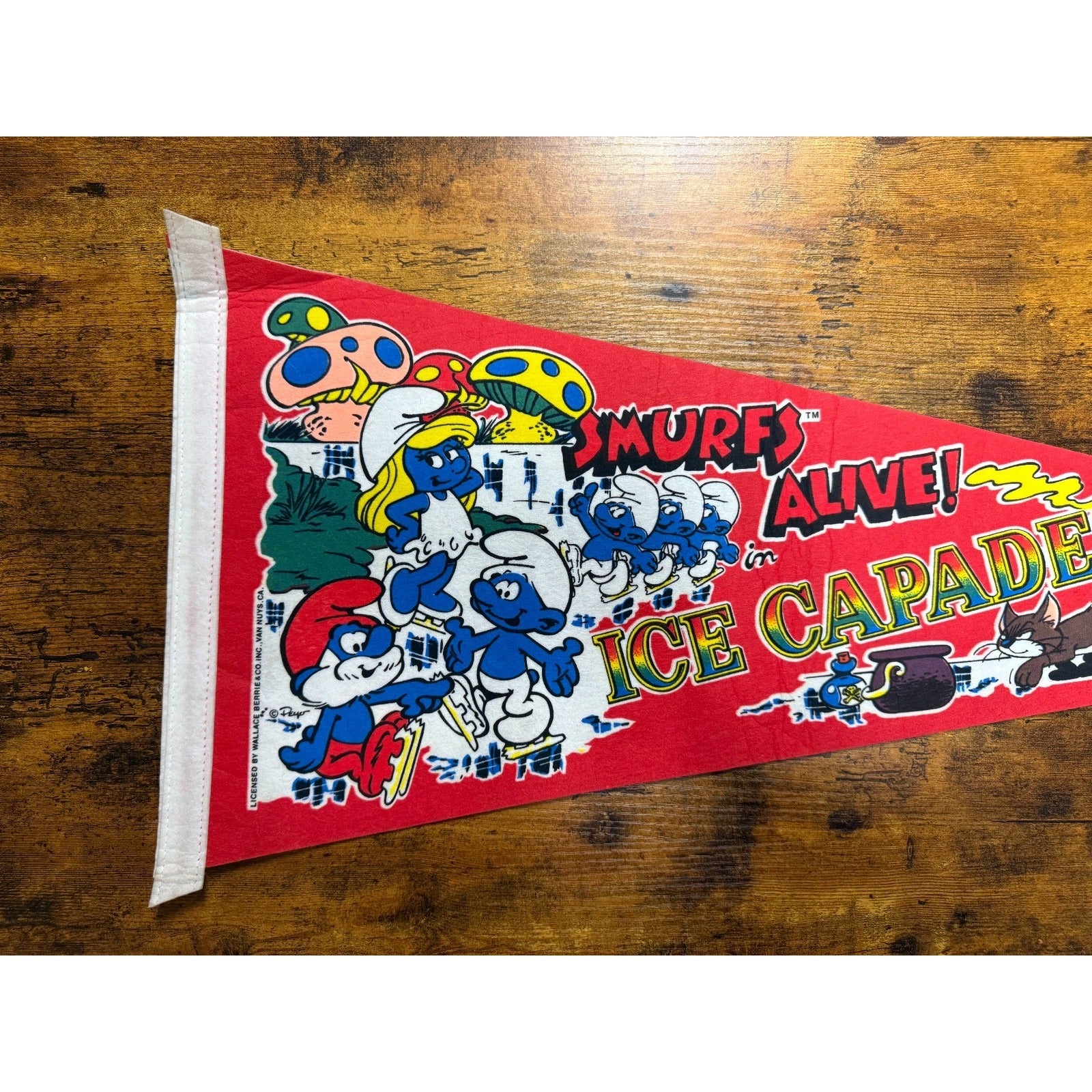 Vintage Smurfs alive in Ice Capades pennant