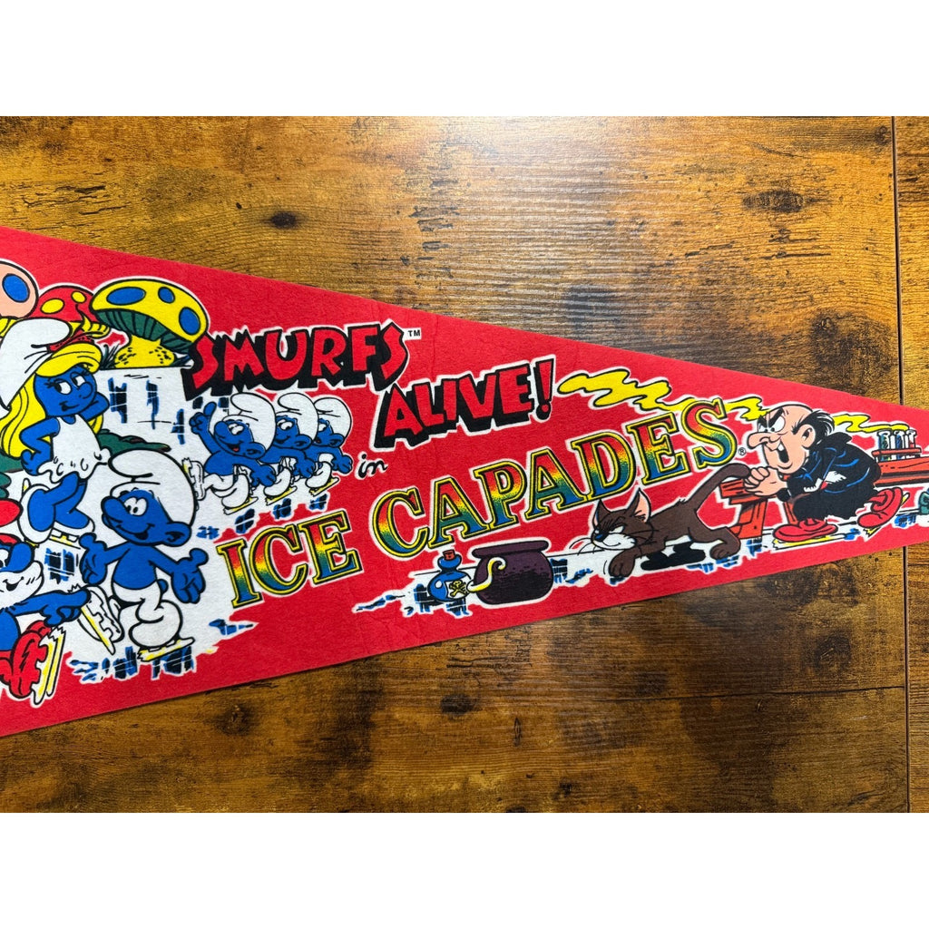 Vintage Smurfs alive in Ice Capades pennant