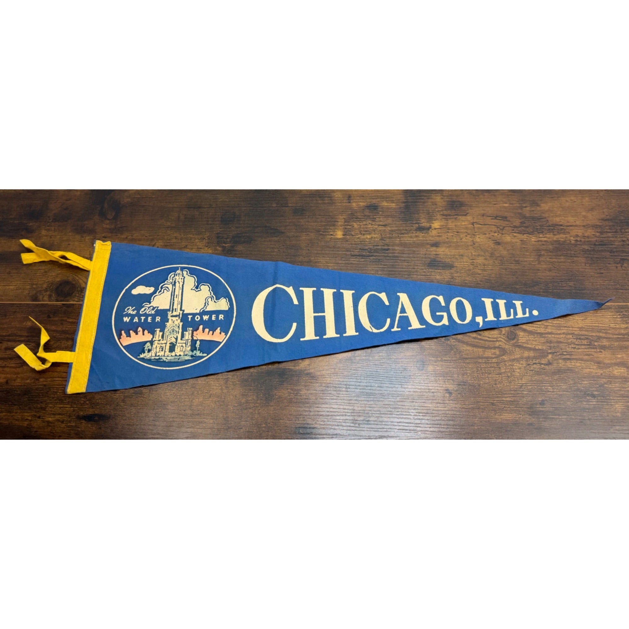 Vintage Chicago Illinois Felt Pennant With The Old Water Tower Design - 26 inches