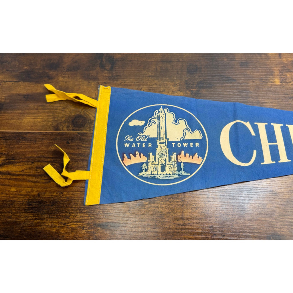 Vintage Chicago Illinois Felt Pennant With The Old Water Tower Design - 26 inches