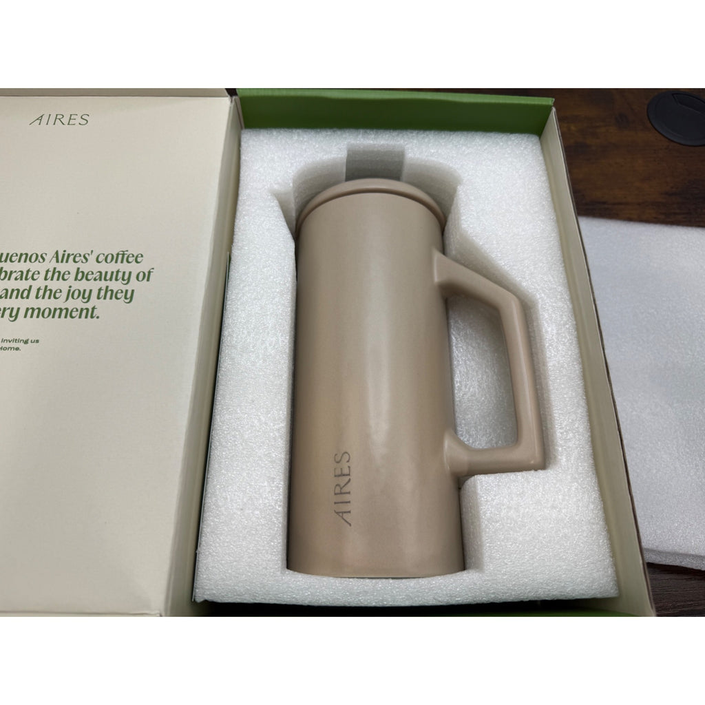 New 34oz Aires French Press Coffee Maker High-Quality Ceramic & Stainless Steel