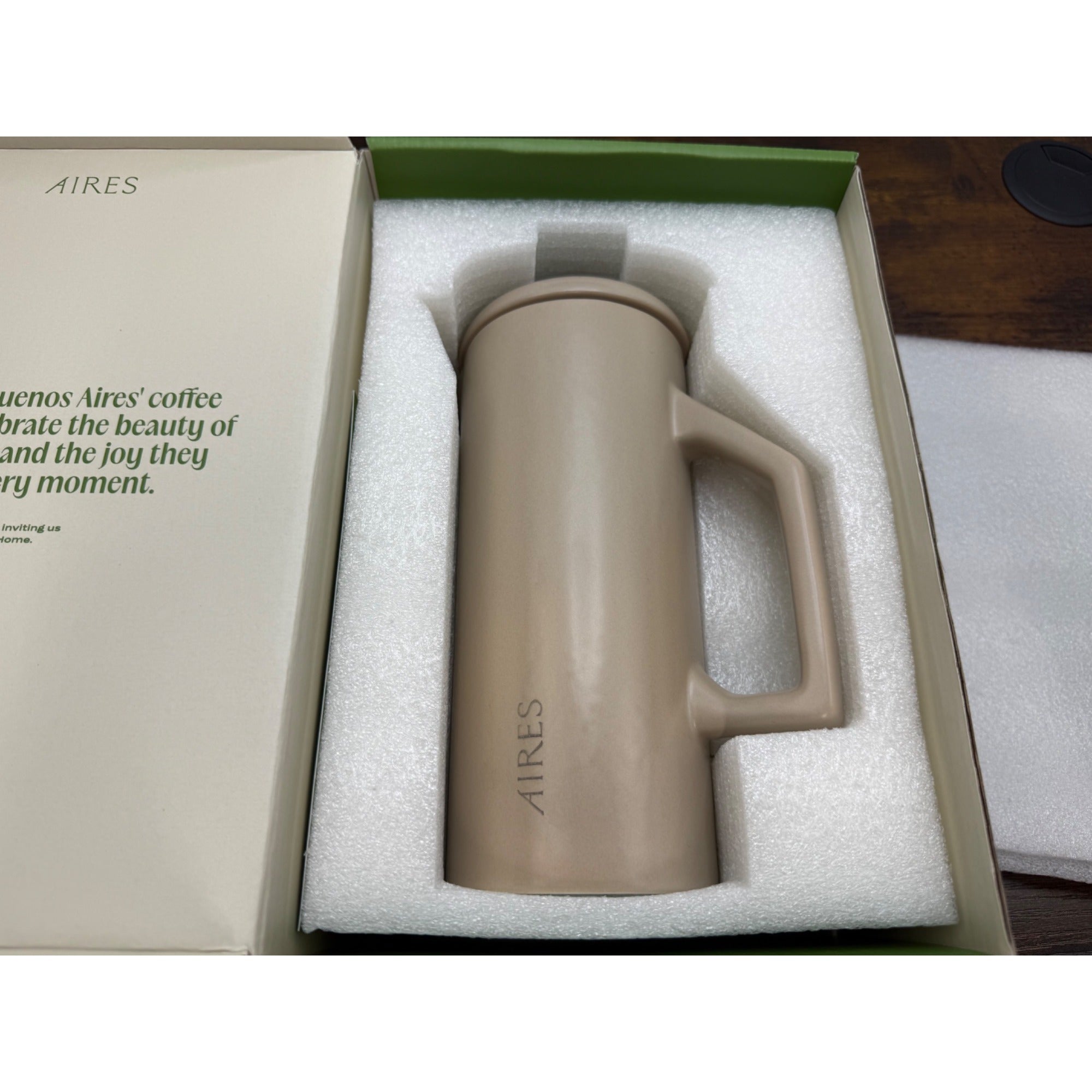 New 34oz Aires French Press Coffee Maker High-Quality Ceramic & Stainless Steel