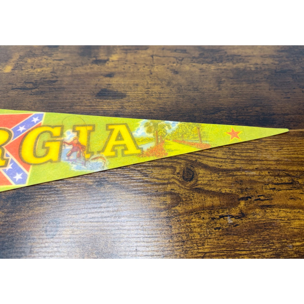 Vintage Georgia Souvenir Pennant With Peach State Graphics & State Seal 1977