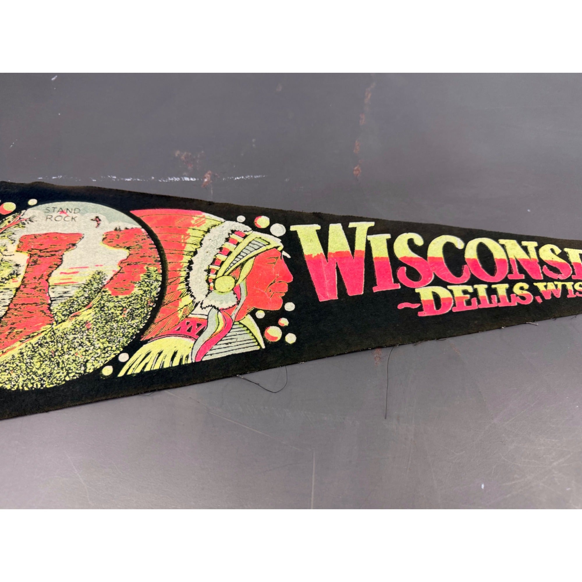 Vintage Wisconsin Dells, Wisconsin pennant damaged