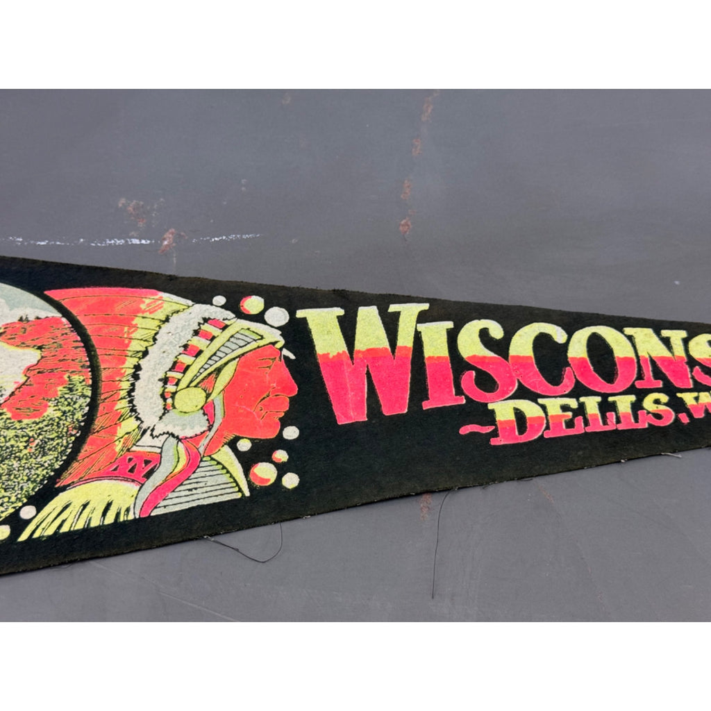 Vintage Wisconsin Dells, Wisconsin pennant damaged