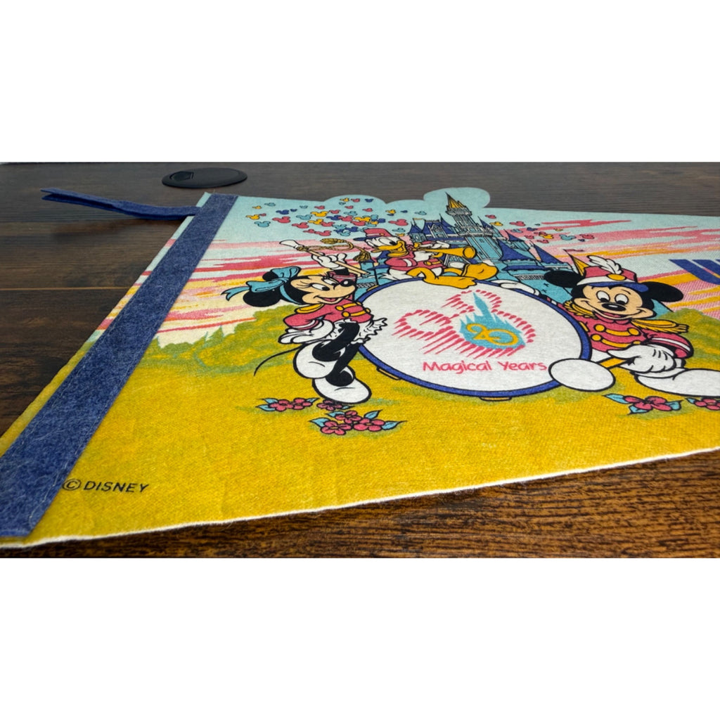 Vintage Walt Disney World 25th Anniversary Pennant With Classic Characters