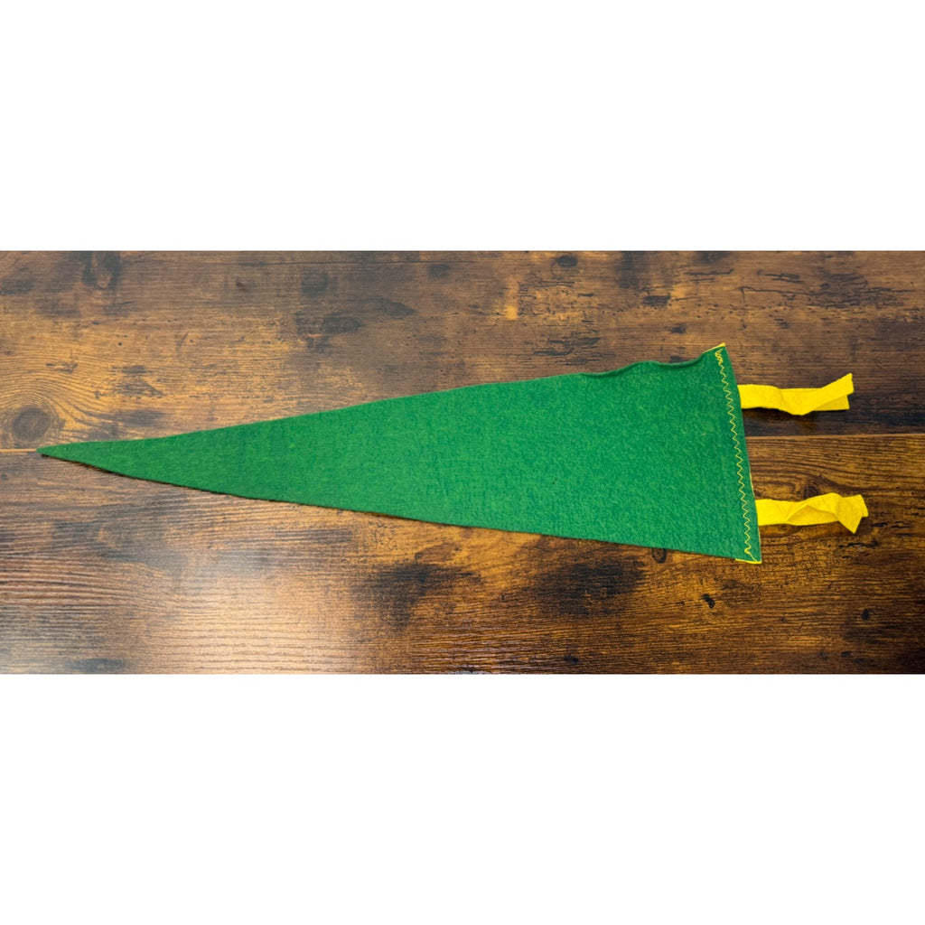 Vintage Oslo Norway Felt Pennant With Panorama Kringsjå Design Green & Yellow