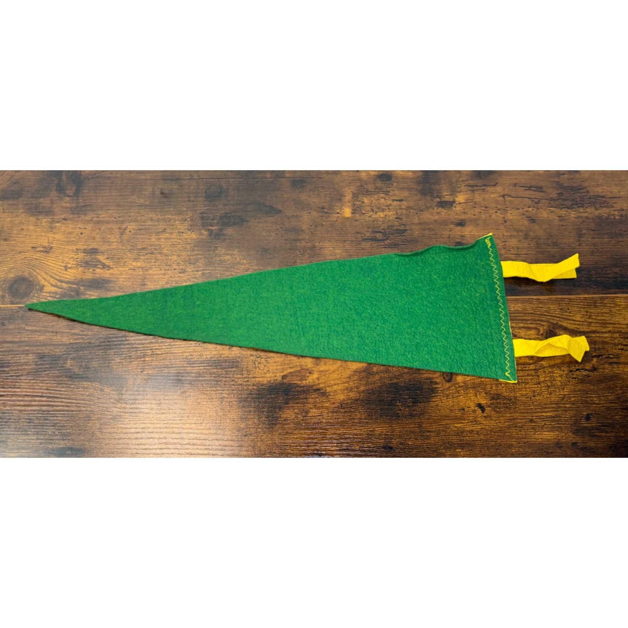Vintage Oslo Norway Felt Pennant With Panorama Kringsjå Design Green & Yellow