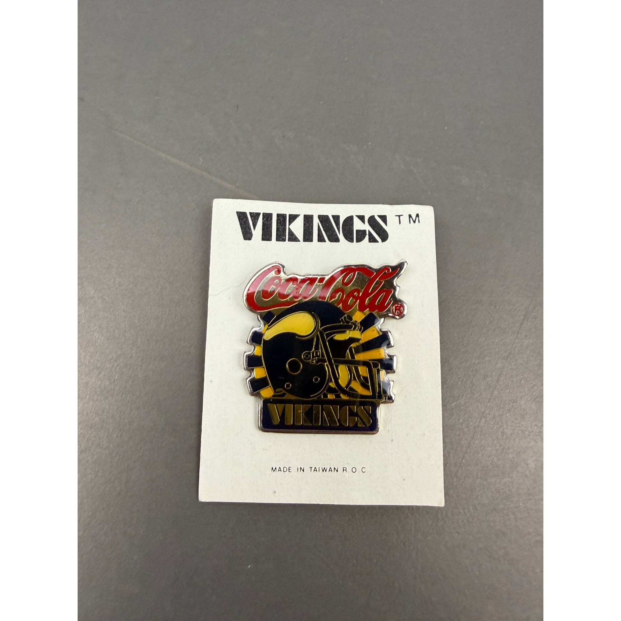 Vintage Vikings Coca-Cola Enamel Pin Made In Taiwan R.O.C.