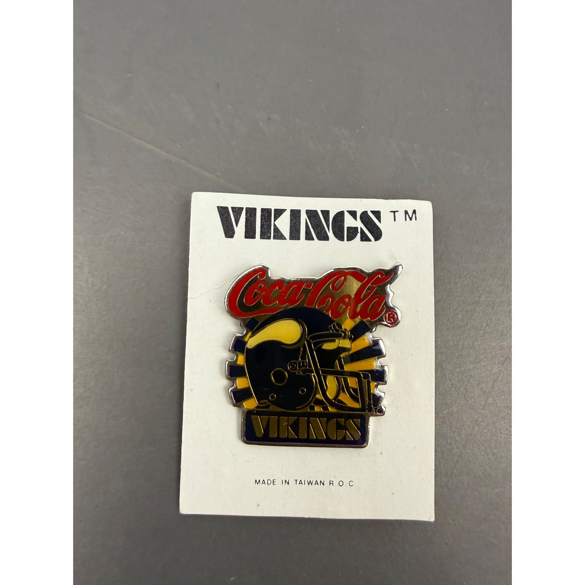 Vintage Vikings Coca-Cola Enamel Pin Made In Taiwan R.O.C.