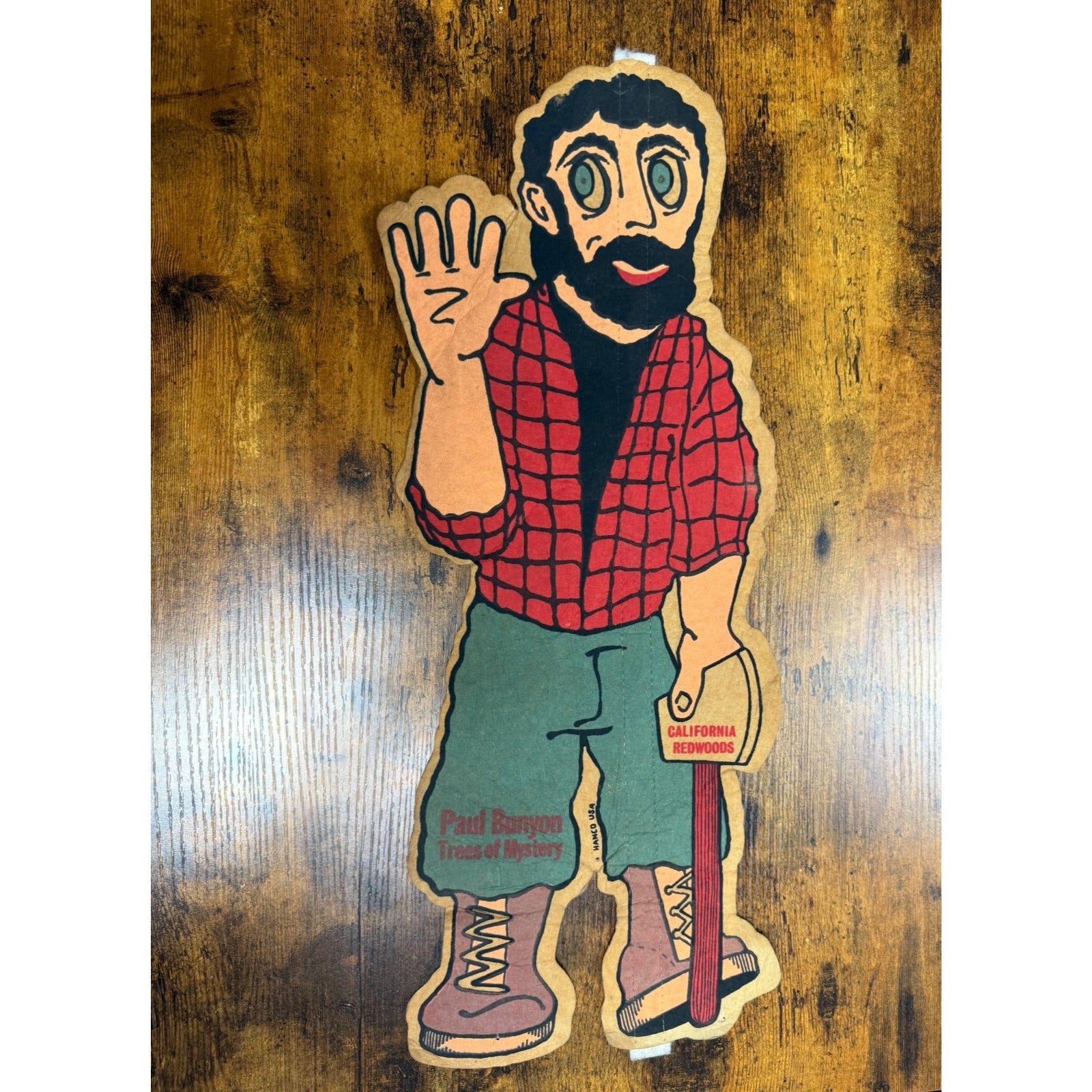 Vintage Paul Bunyan Trees of Mystery, California Redwoods pennant