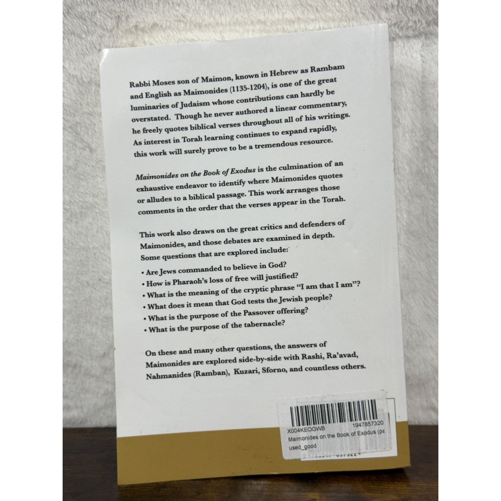 Maimonides On The Book Of Exodus By Rabbi Alec Goldstein Rambam On Sefer Shemoth