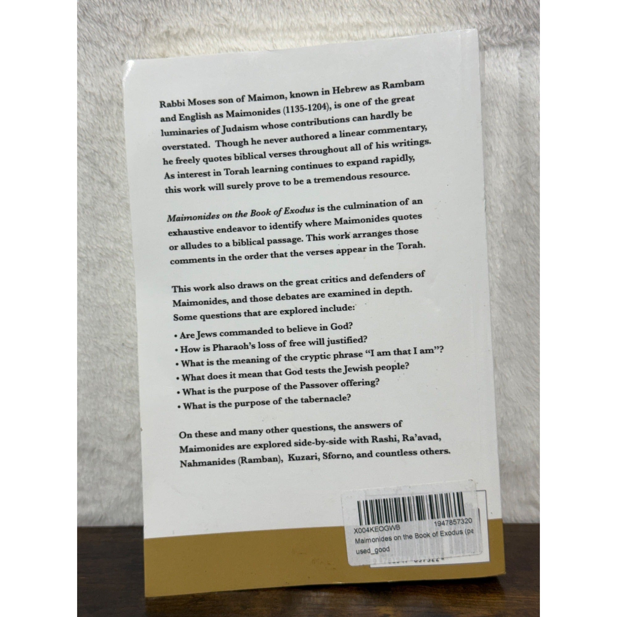 Maimonides On The Book Of Exodus By Rabbi Alec Goldstein Rambam On Sefer Shemoth