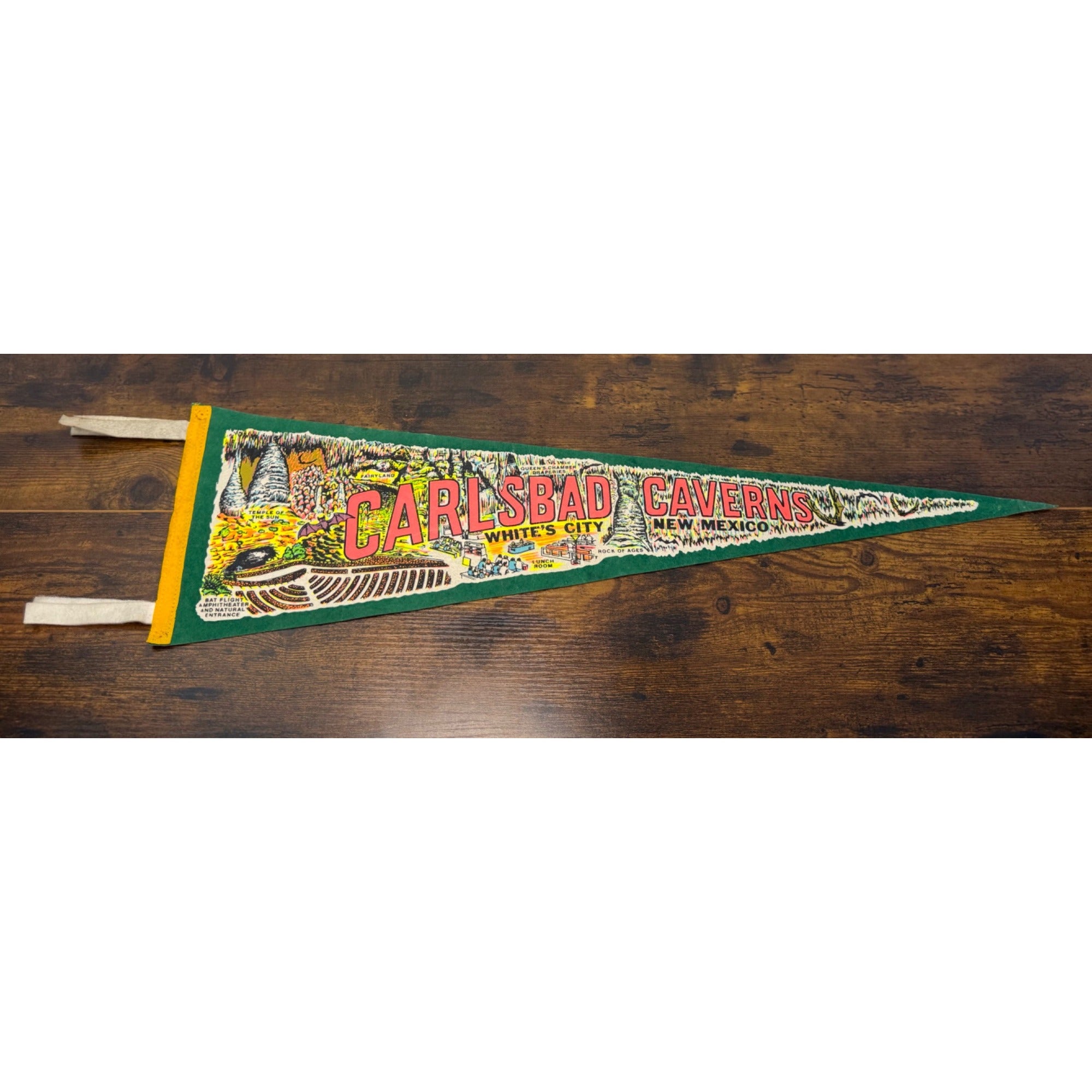 Vintage Carlsbad Caverns Felt Pennant Whites City New Mexico Souvenir 27 “
