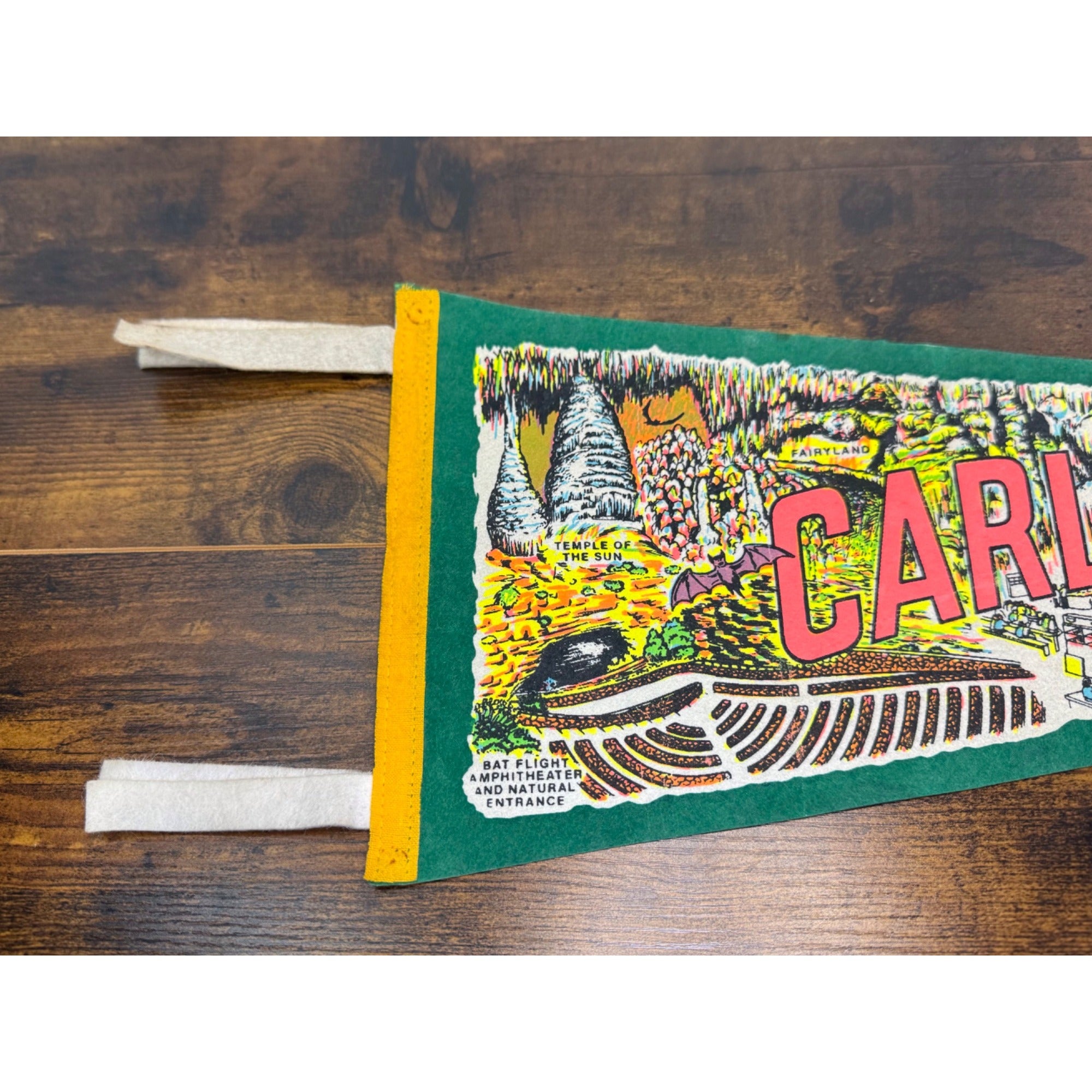 Vintage Carlsbad Caverns Felt Pennant Whites City New Mexico Souvenir 27 “