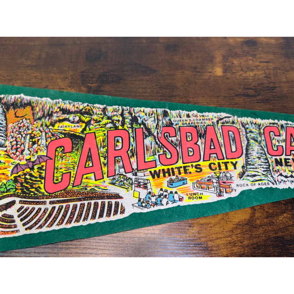 Vintage Carlsbad Caverns Felt Pennant Whites City New Mexico Souvenir 27 “