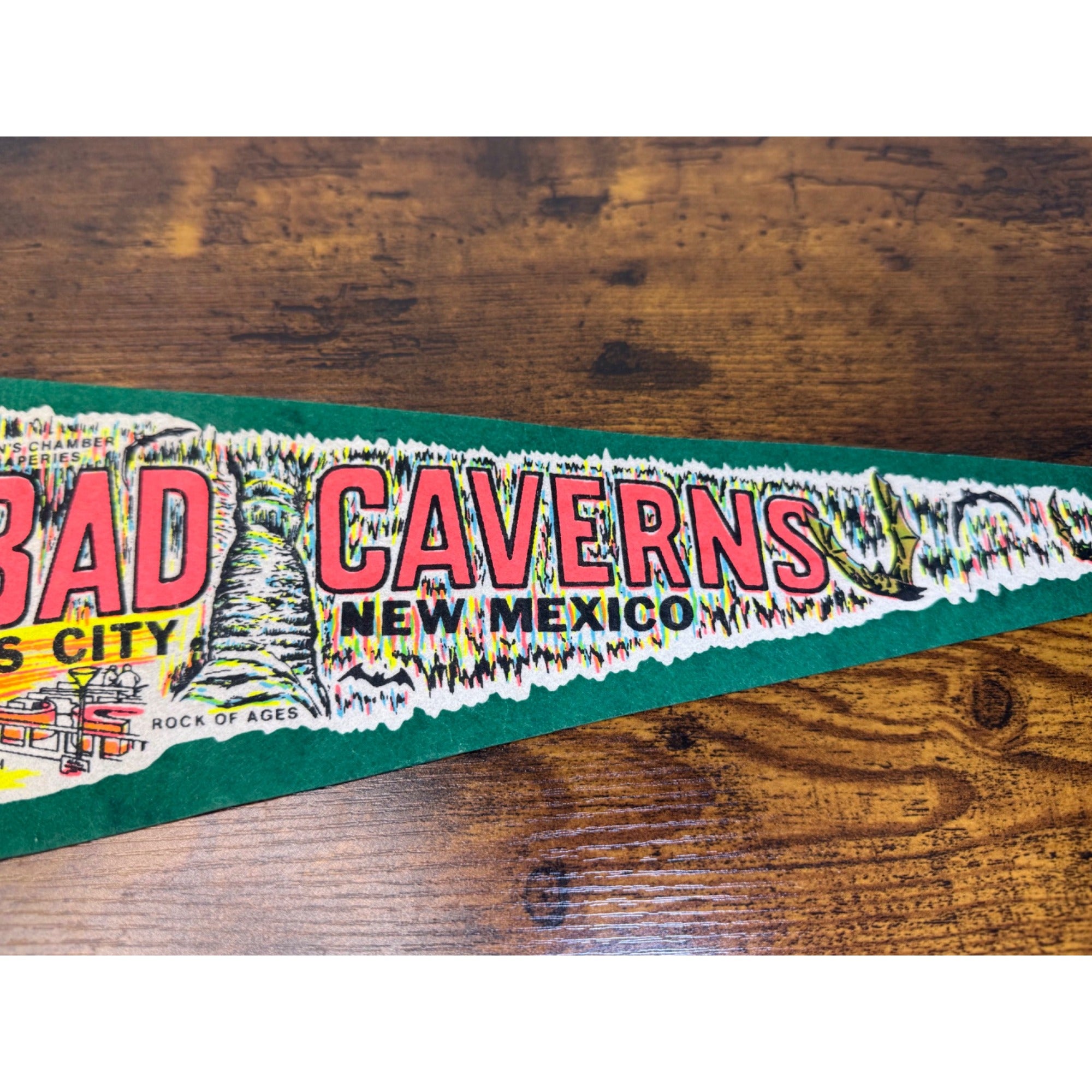 Vintage Carlsbad Caverns Felt Pennant Whites City New Mexico Souvenir 27 “