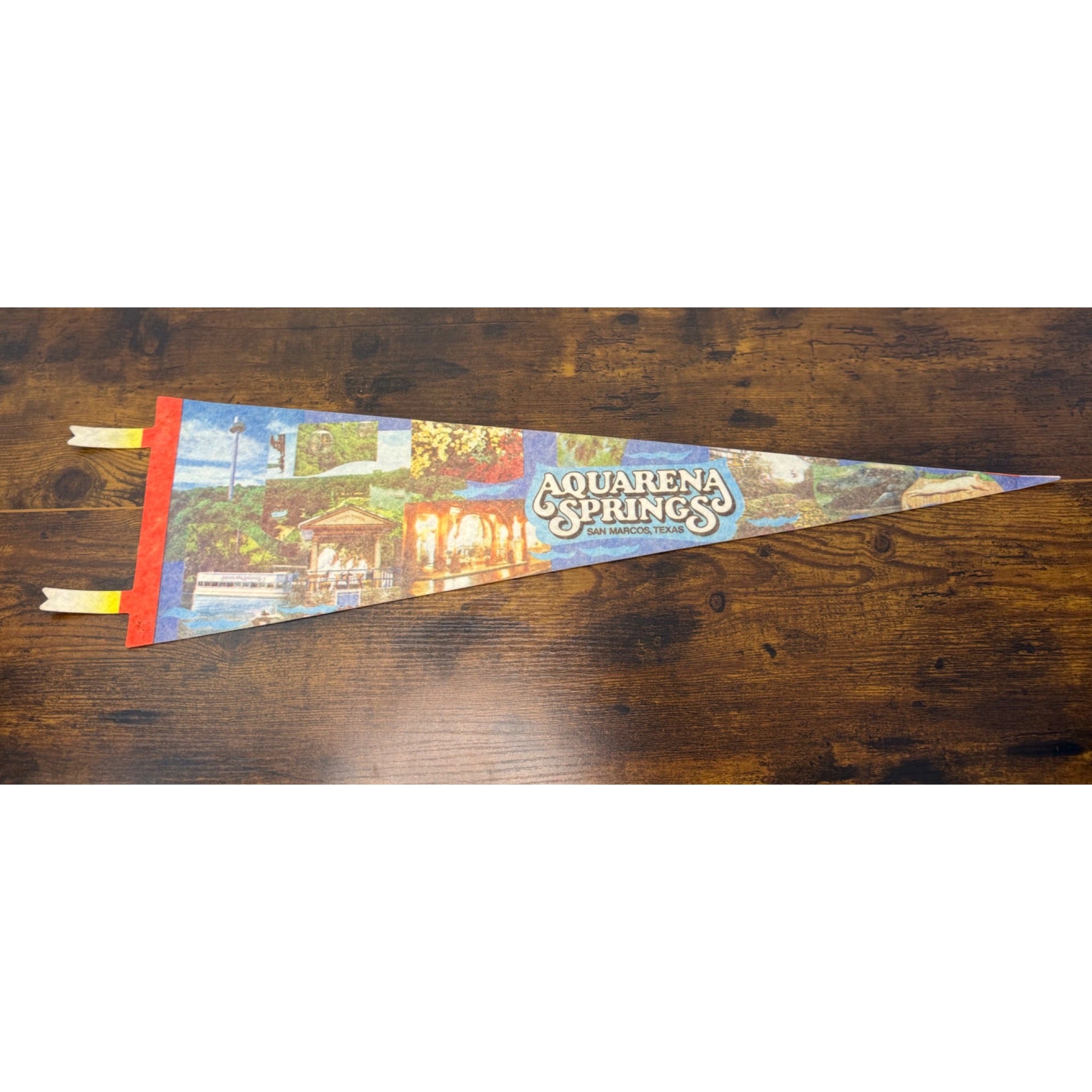 Vintage Aquarena Springs San Marcos Texas Souvenir Pennant 25 inches