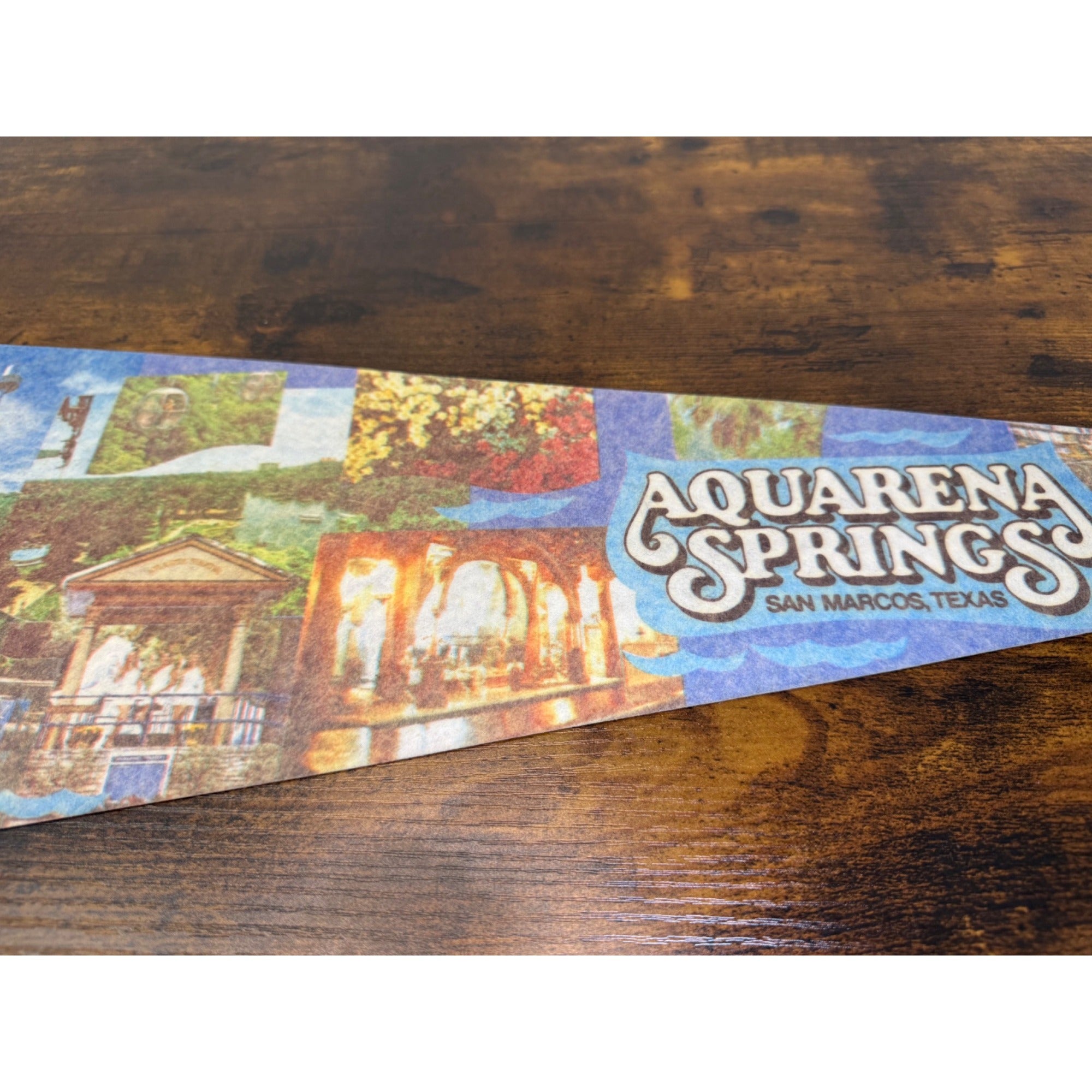 Vintage Aquarena Springs San Marcos Texas Souvenir Pennant 25 inches