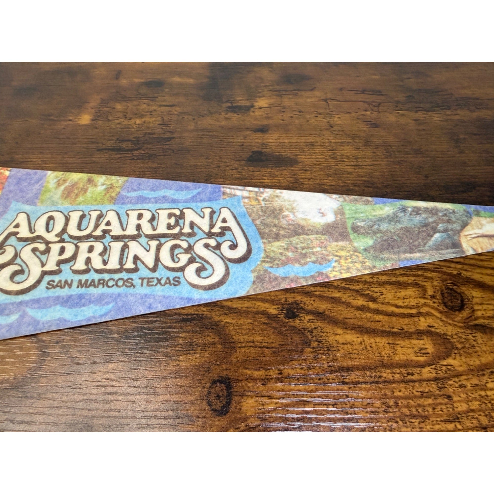 Vintage Aquarena Springs San Marcos Texas Souvenir Pennant 25 inches