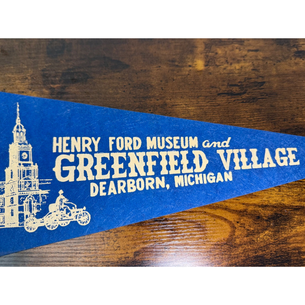 Vintage Henry Ford Museum & Greenfield Village Blue Felt Pennant